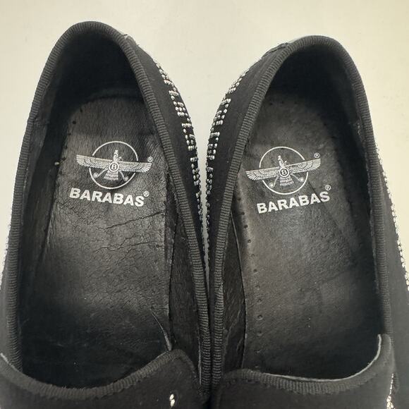 Barabas Men\'s Sz 8 Rhinestone Greek Key Pattern Slip On Loafers Black Silver main image 8